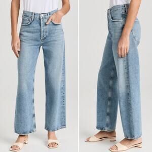 Agolde Jeans 24 Ren High Rise Wide Leg Crop Denim Disclosure Wash Blue Chic